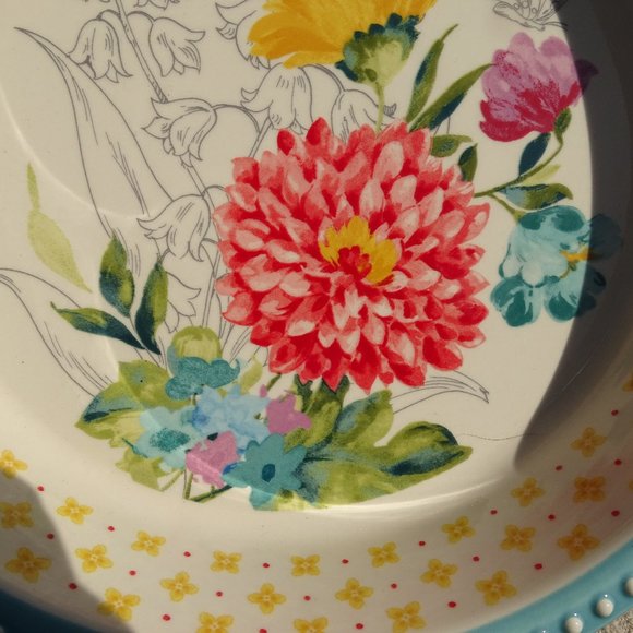 ❤️ New Pioneer Woman Blooming Bouquet 10-Inch Pie Pan NWT - Picture 4 of 8